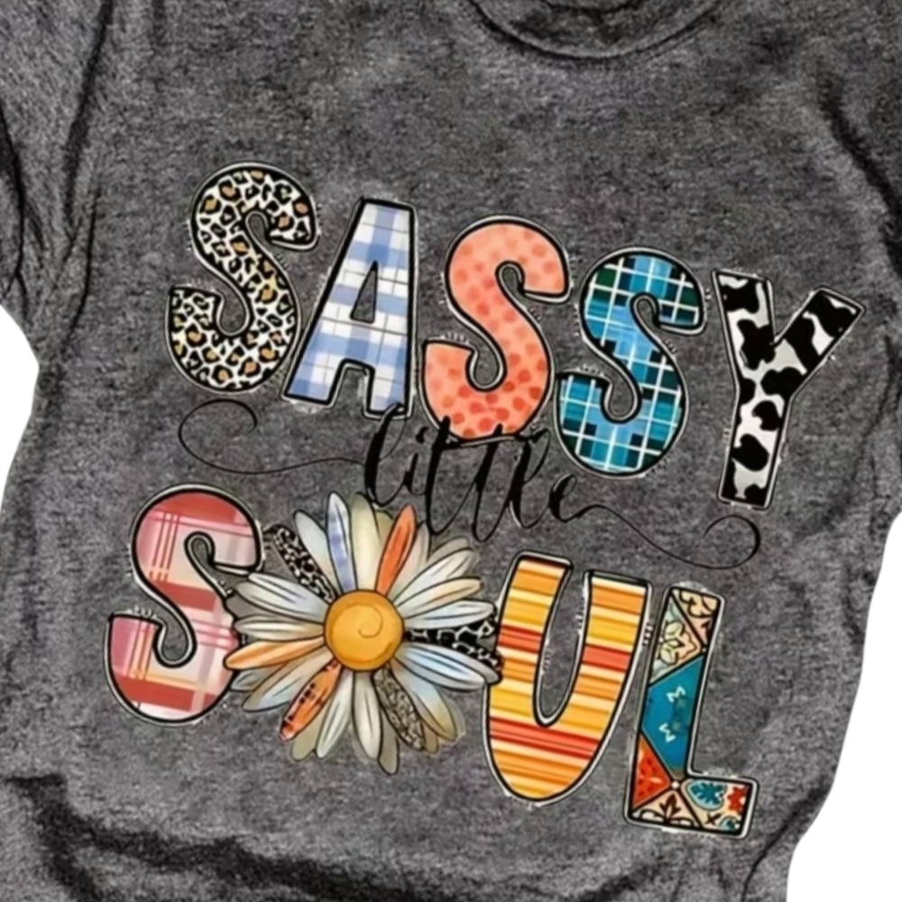Graphic Tee Gray - 'Sassy Little Soul' T-shirt Short Sleeve NWT - Picture 2 of 2